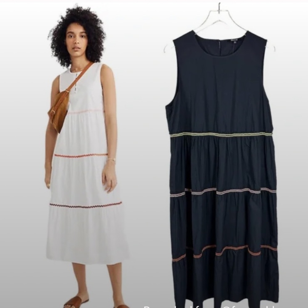 Madewell Rickrack Cattail Tiered Midi Dress White Size XL - Like New